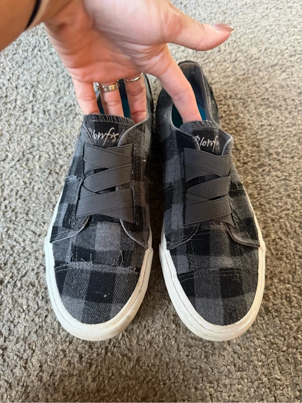 Blowfish Plaid Slip-On Sneakers - Gray